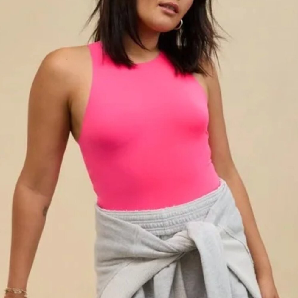 🎉 NWT! 🎉 AERIE Smoothez Hot Pink Bodysuit size large